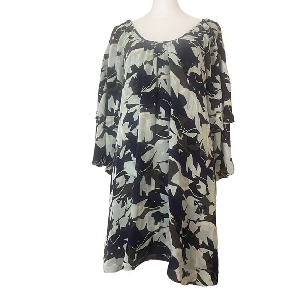 Parker Small Shift Dress 100% Silk Floral Printed Cold Open Shoulder Tier - Picture 7 of 15